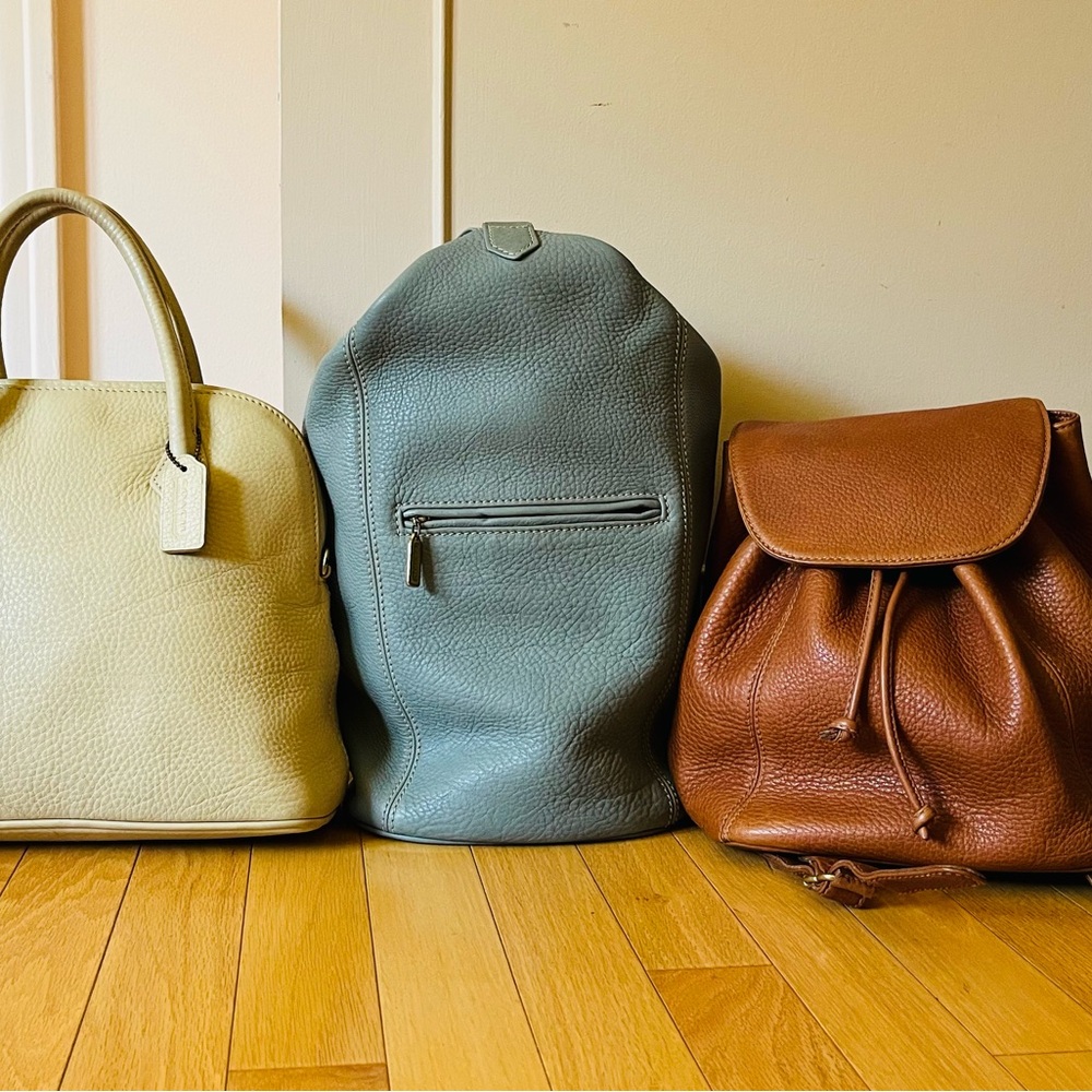Coach Cream, Blue, and Brown Leather Satchels